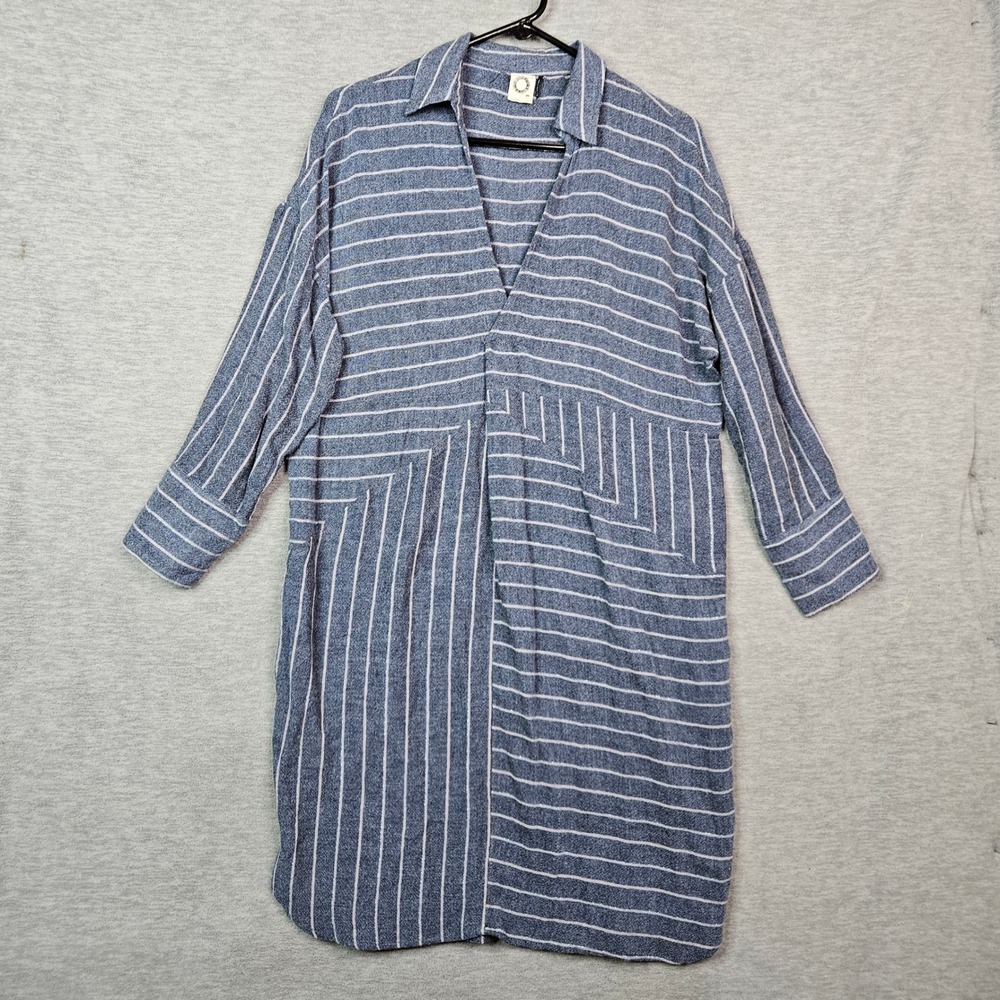 Akemi + Kin Anthropologie Striped Viscose Wool Blend Tunic Dress Blue White XS